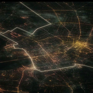 Lichtgrenze (light border) art installation commemorating the 25th anniversary of the Fall of the Berlin Wall