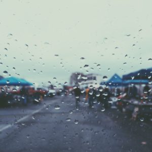 Rain drops with pavement and temporary tens